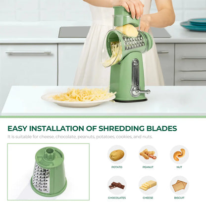 Rotary Cheese Grater & Vegetable Cutter | 5 Interchangeable Blades