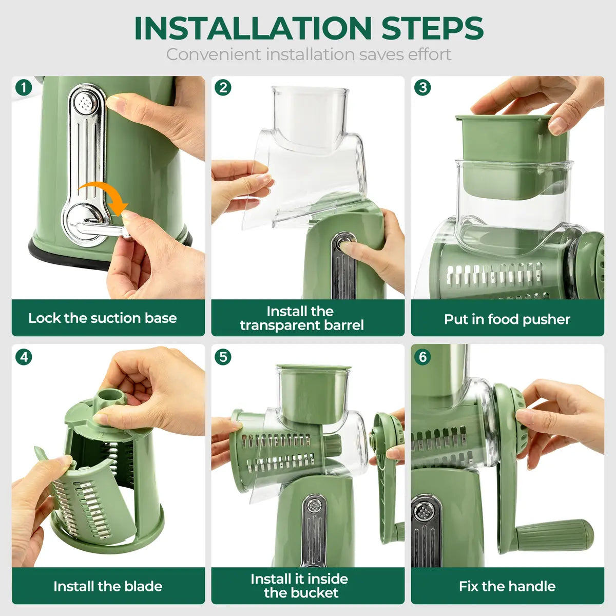 Rotary Cheese Grater & Vegetable Cutter | 5 Interchangeable Blades