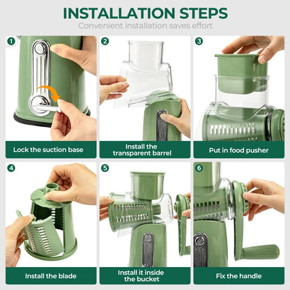 Rotary Cheese Grater & Vegetable Cutter | 5 Interchangeable Blades
