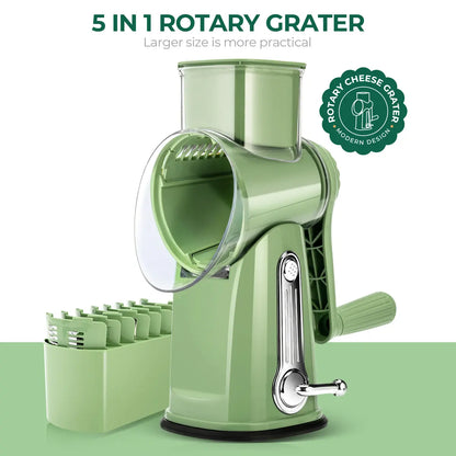 Rotary Cheese Grater & Vegetable Cutter | 5 Interchangeable Blades