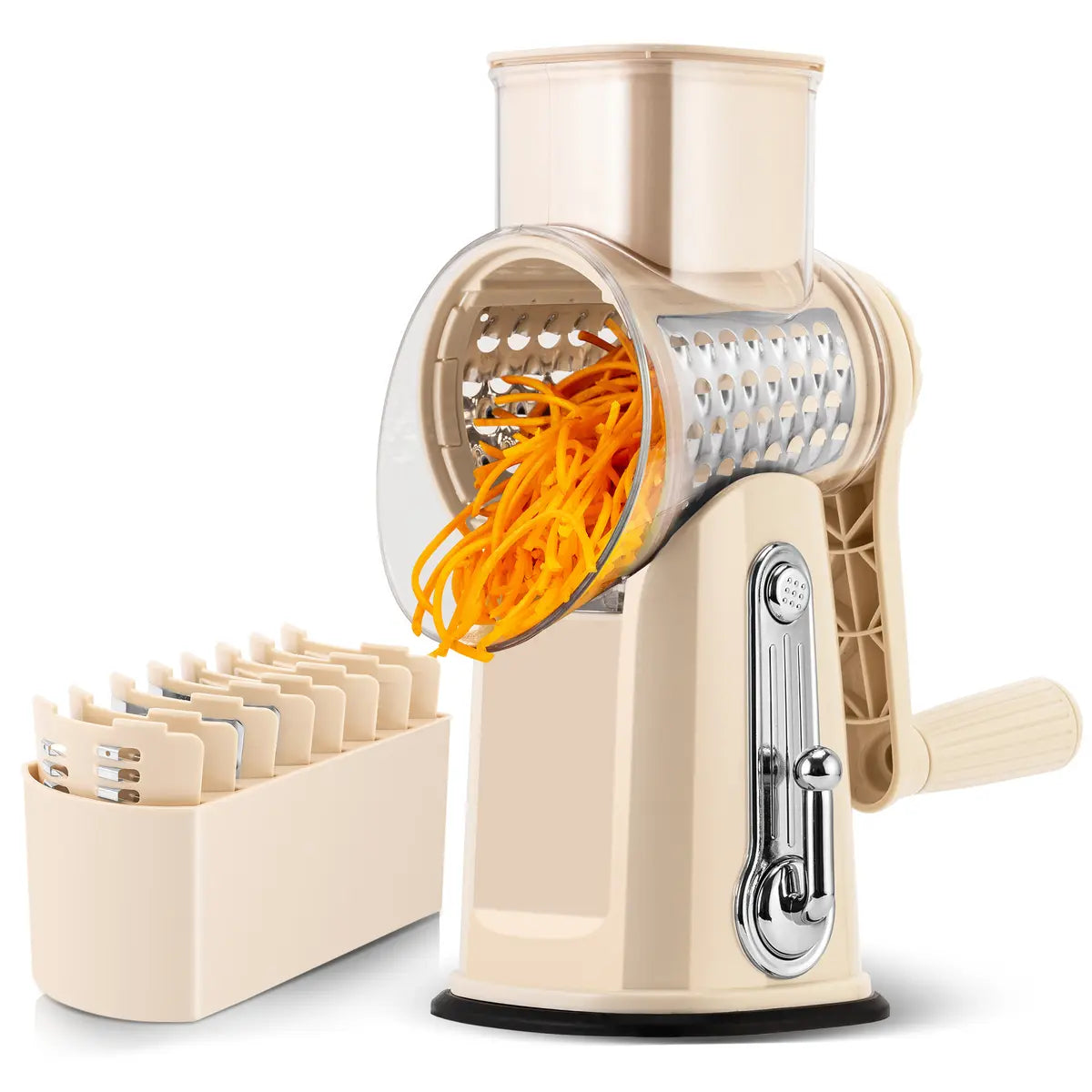 Rotary Cheese Grater & Vegetable Cutter | 5 Interchangeable Blades