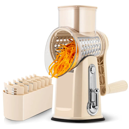 Rotary Cheese Grater & Vegetable Cutter | 5 Interchangeable Blades